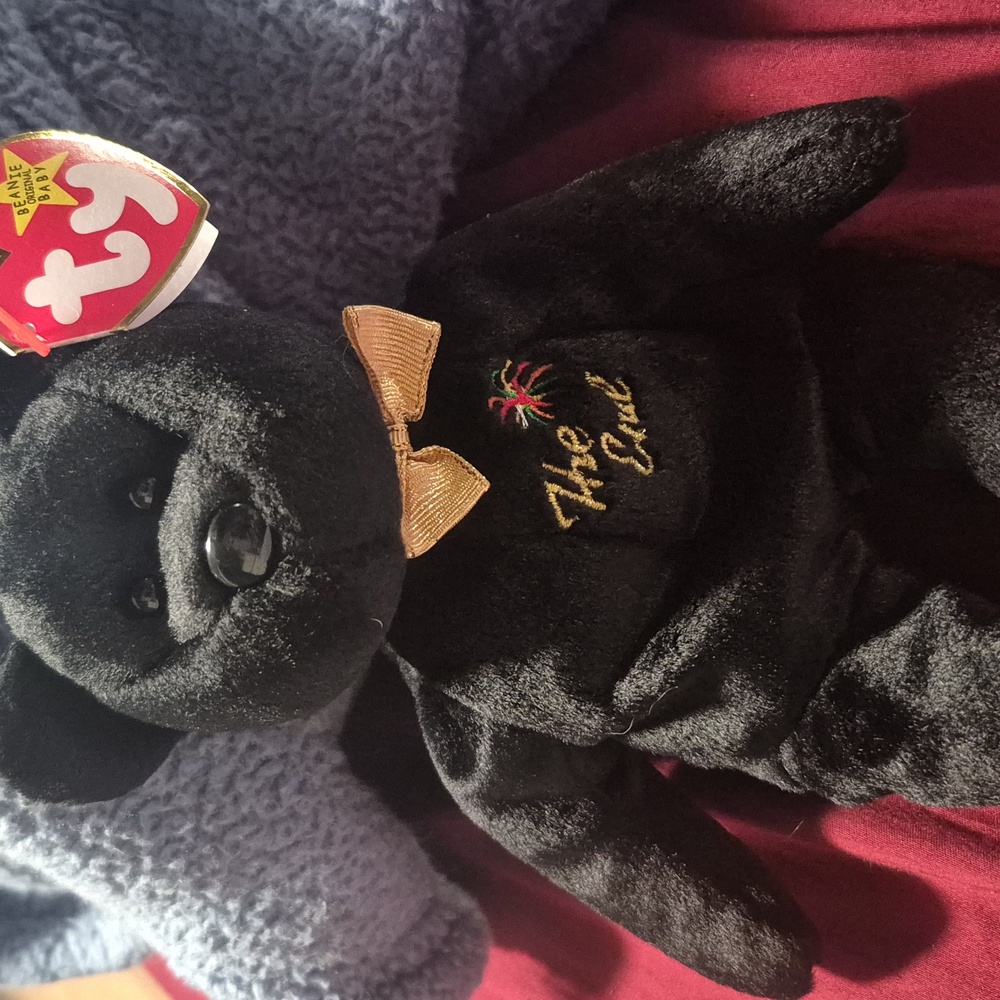 Rare - BLACK BEANIE TY - The End BEAR Ty Beanie Babies